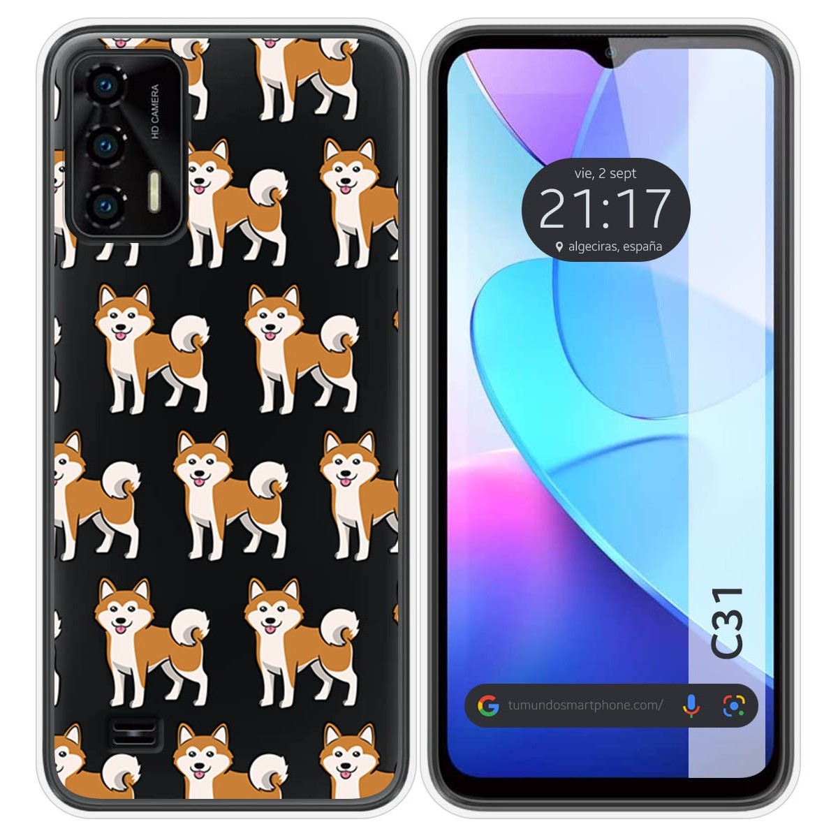 Funda Silicona Transparente para Oukitel C31 diseño Perros 08 Dibujos