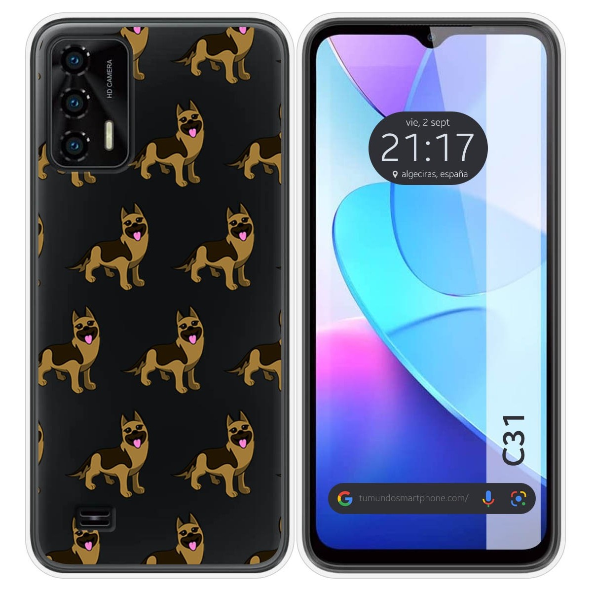 Funda Silicona Transparente para Oukitel C31 diseño Perros 09 Dibujos
