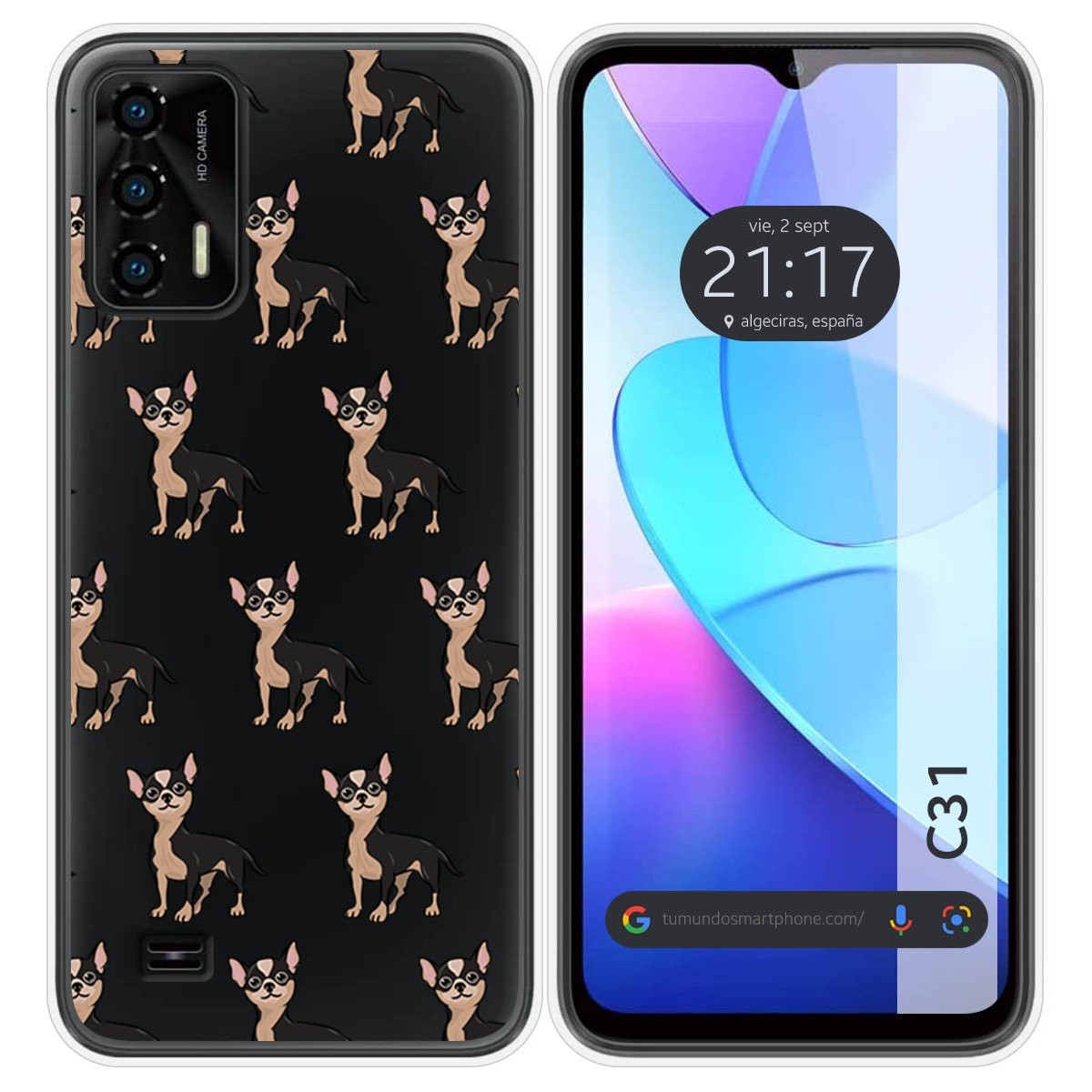 Funda Silicona Transparente para Oukitel C31 diseño Perros 11 Dibujos