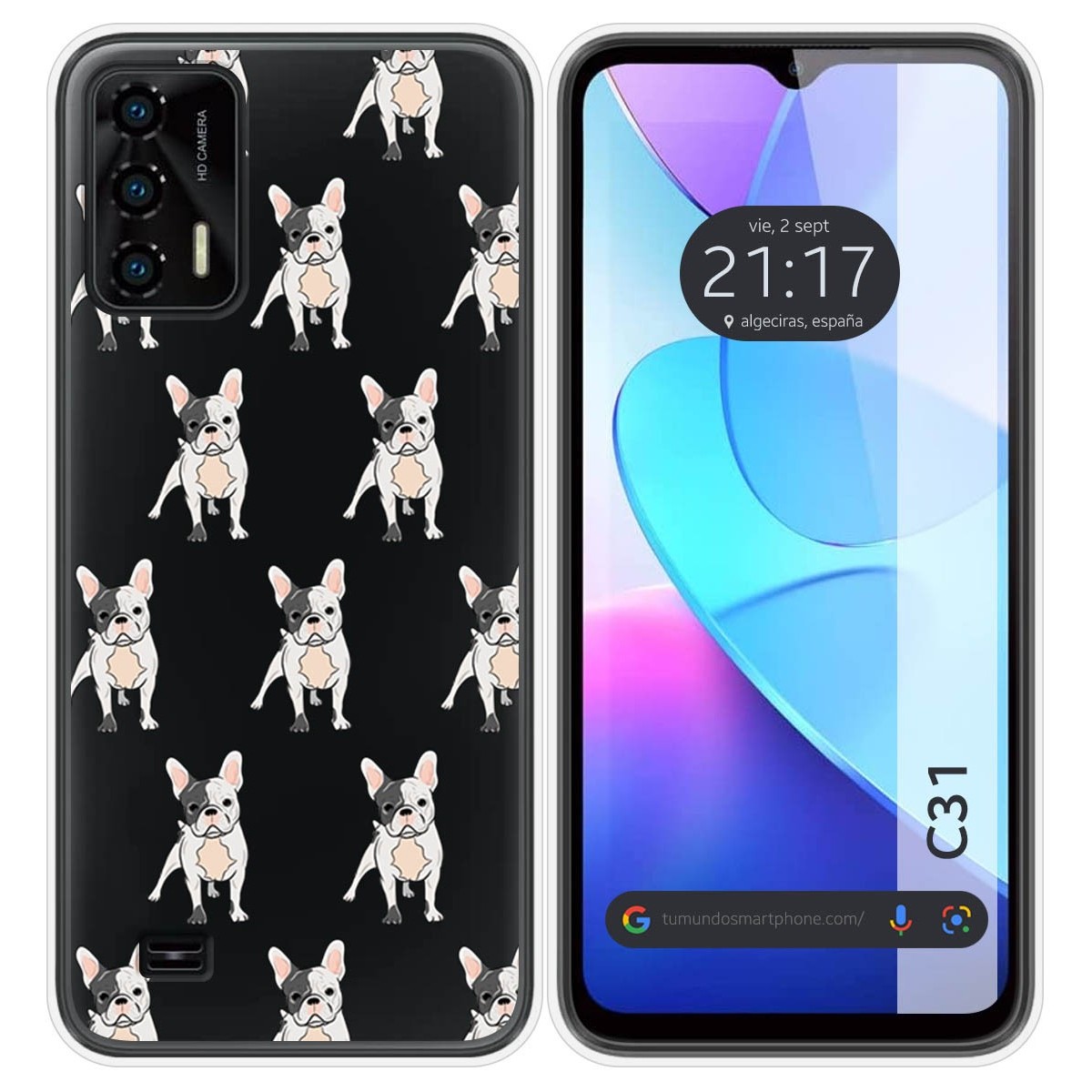 Funda Silicona Transparente para Oukitel C31 diseño Perros 12 Dibujos