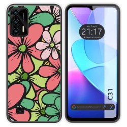 Funda Silicona Transparente para Oukitel C31 diseño Flores 02 Dibujos