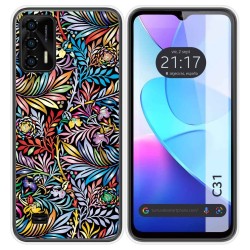 Funda Silicona Transparente para Oukitel C31 diseño Flores 04 Dibujos