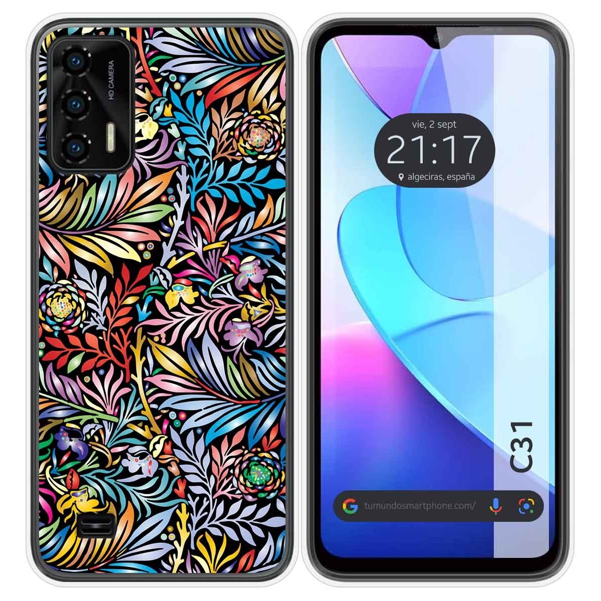 Funda Silicona Transparente para Oukitel C31 diseño Flores 04 Dibujos