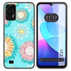Funda Silicona Transparente para Oukitel C31 diseño Flores 05 Dibujos