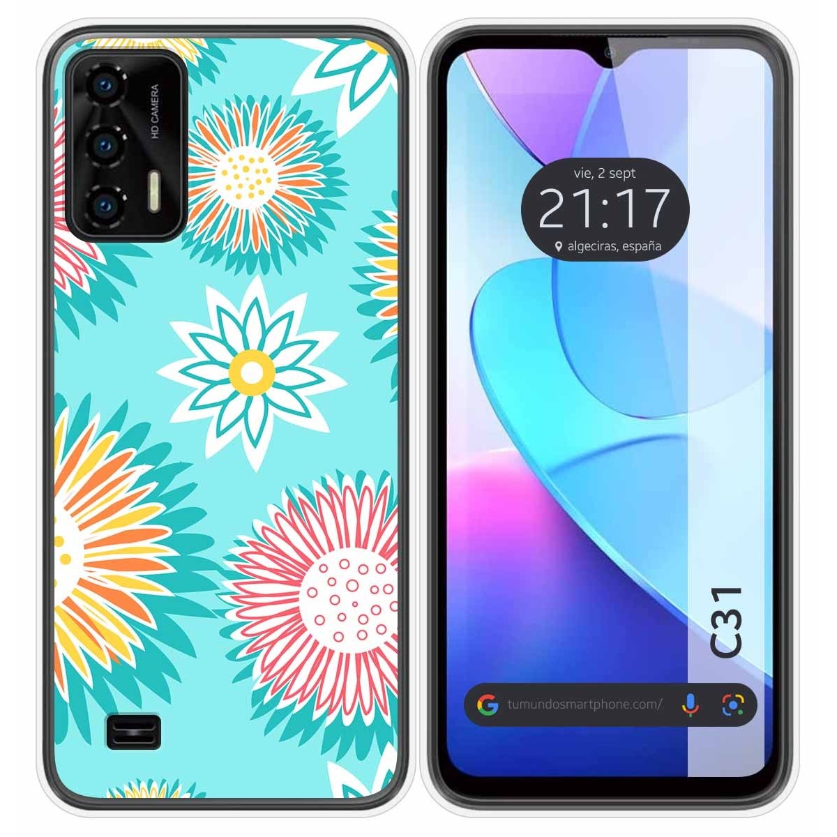 Funda Silicona Transparente para Oukitel C31 diseño Flores 05 Dibujos