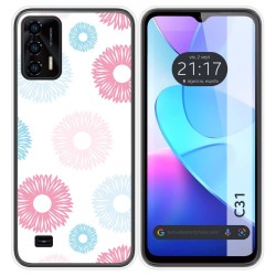 Funda Silicona Transparente para Oukitel C31 diseño Flores 06 Dibujos