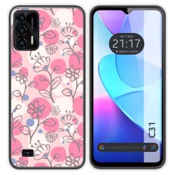 Funda Silicona Transparente para Oukitel C31 diseño Flores 07 Dibujos