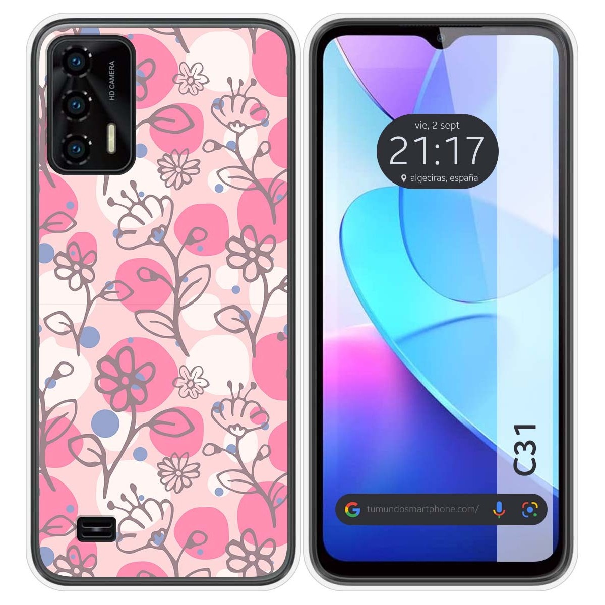 Funda Silicona Transparente para Oukitel C31 diseño Flores 07 Dibujos