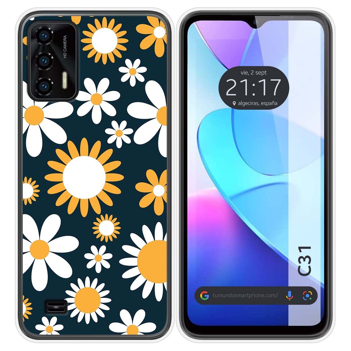 Funda Silicona Transparente para Oukitel C31 diseño Flores 08 Dibujos