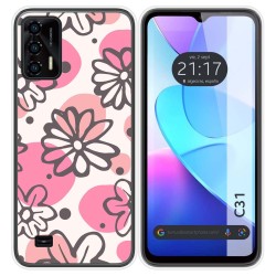 Funda Silicona Transparente para Oukitel C31 diseño Flores 09 Dibujos
