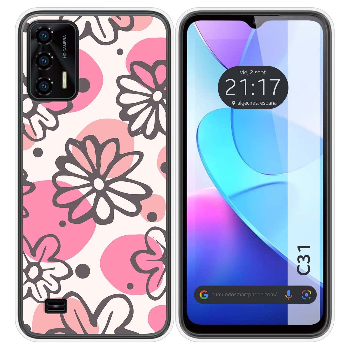Funda Silicona Transparente para Oukitel C31 diseño Flores 09 Dibujos