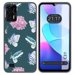 Funda Silicona Transparente para Oukitel C31 diseño Flores 10 Dibujos