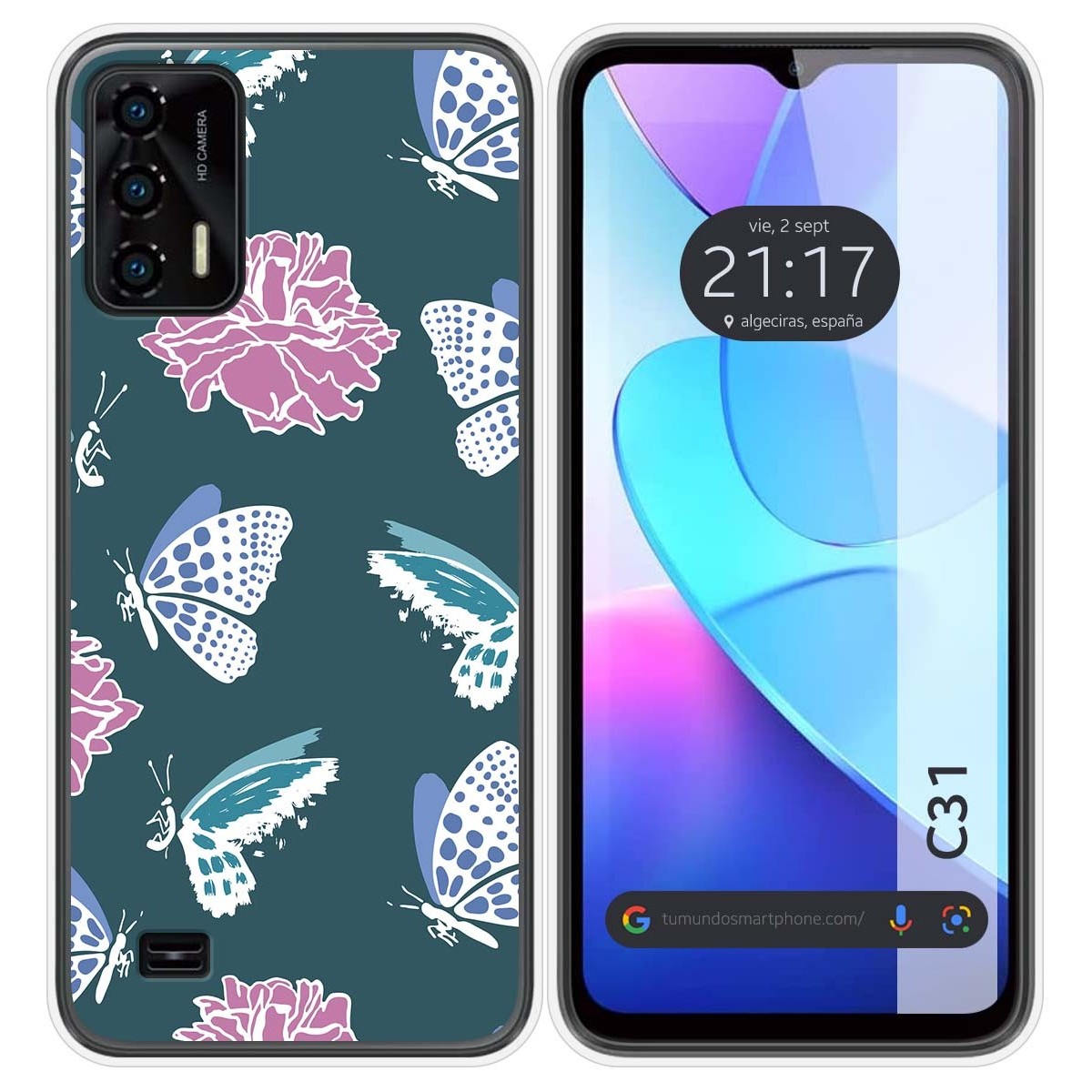 Funda Silicona Transparente para Oukitel C31 diseño Flores 10 Dibujos