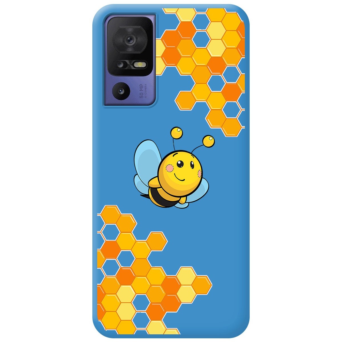 Funda Silicona Líquida Azul para TCL 40 SE diseño Abeja Dibujos
