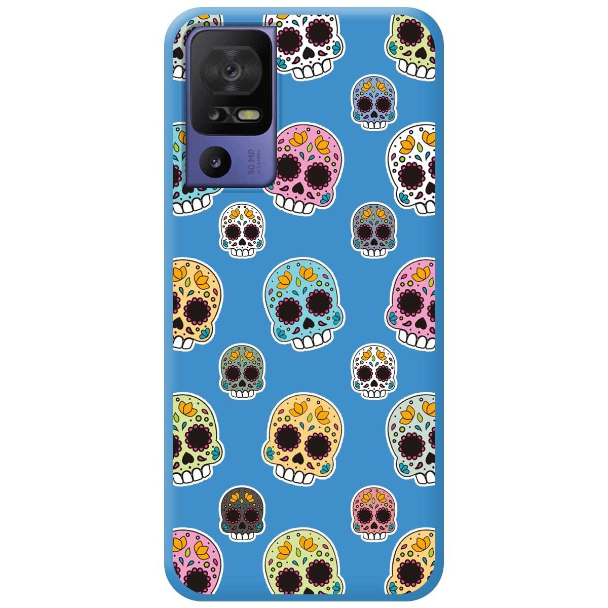 Funda Silicona Líquida Azul para TCL 40 SE diseño Catrina Dibujos