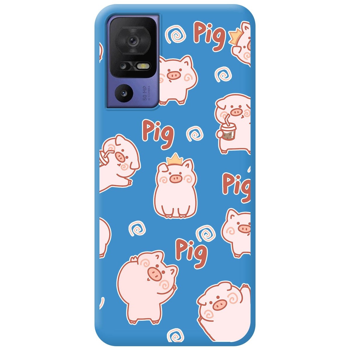 Funda Silicona Líquida Azul para TCL 40 SE diseño Cerdos Dibujos