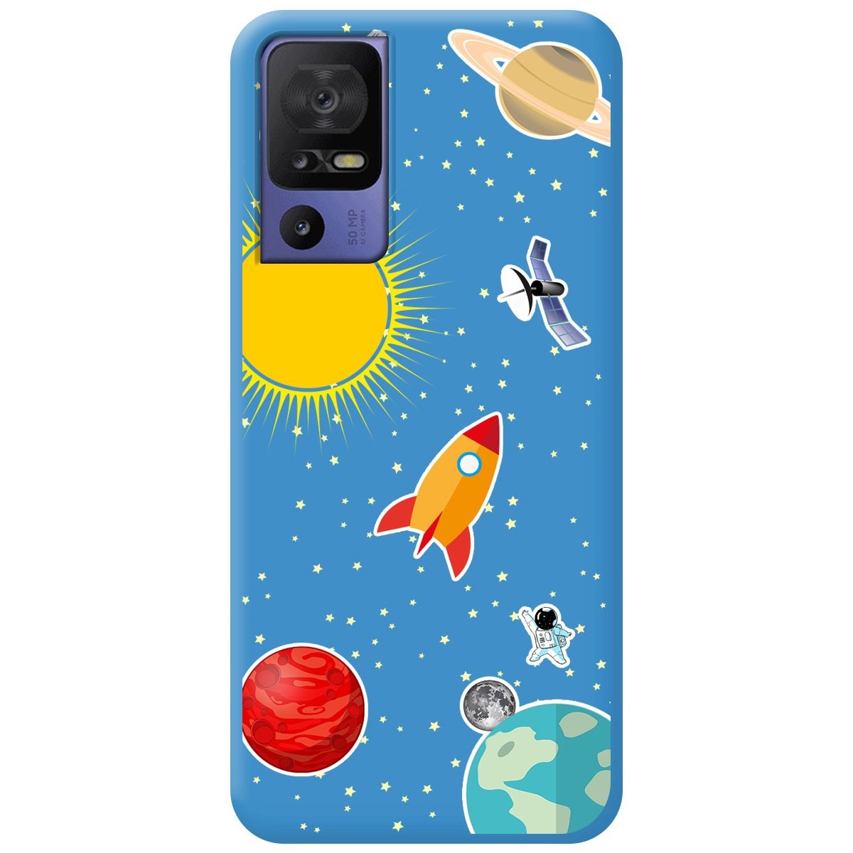 Funda Silicona Líquida Azul para TCL 40 SE diseño Espacio Dibujos