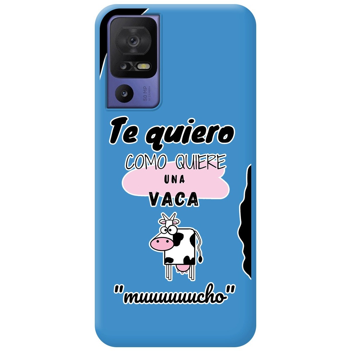 Funda Silicona Líquida Azul para TCL 40 SE diseño Vaca Dibujos