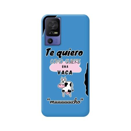 Funda Silicona Líquida Azul para TCL 40 SE diseño Vaca Dibujos