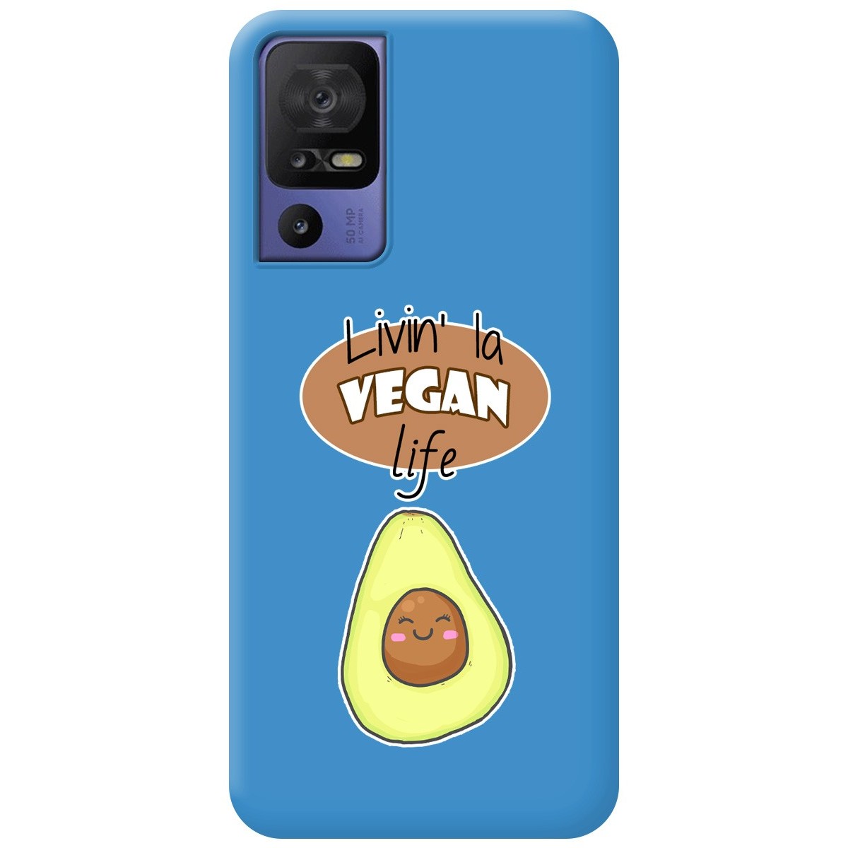 Funda Silicona Líquida Azul para TCL 40 SE diseño Vegan Life Dibujos