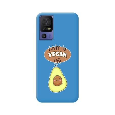 Funda Silicona Líquida Azul para TCL 40 SE diseño Vegan Life Dibujos