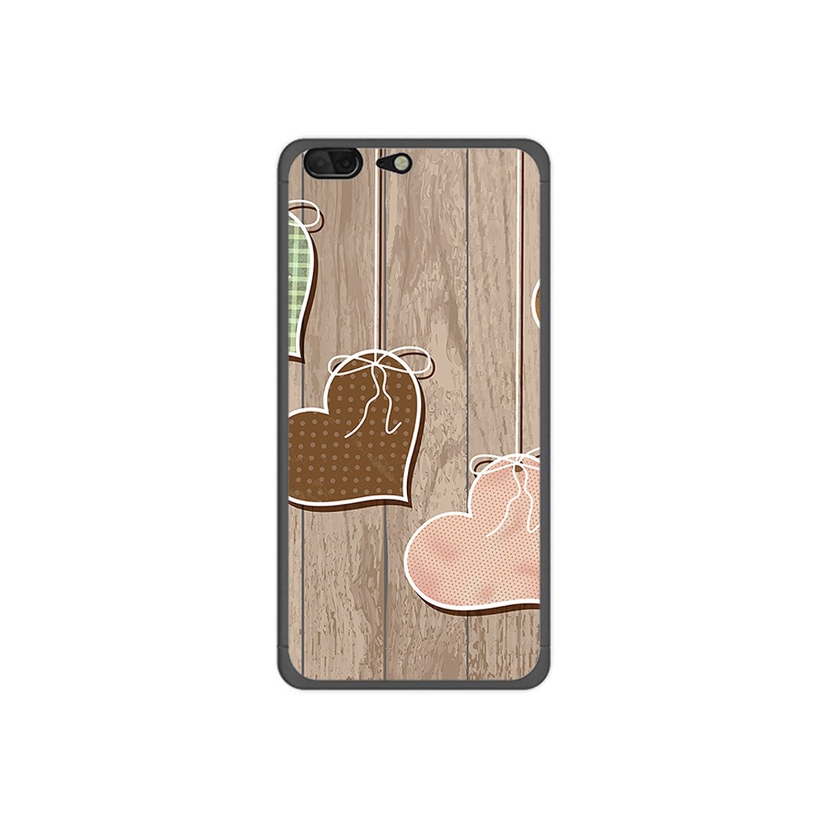 Funda Gel Tpu para Leagoo T5 Diseño Corazones Madera Dibujos