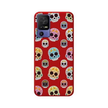 Funda Silicona Líquida Roja para TCL 40 SE diseño Catrina Dibujos