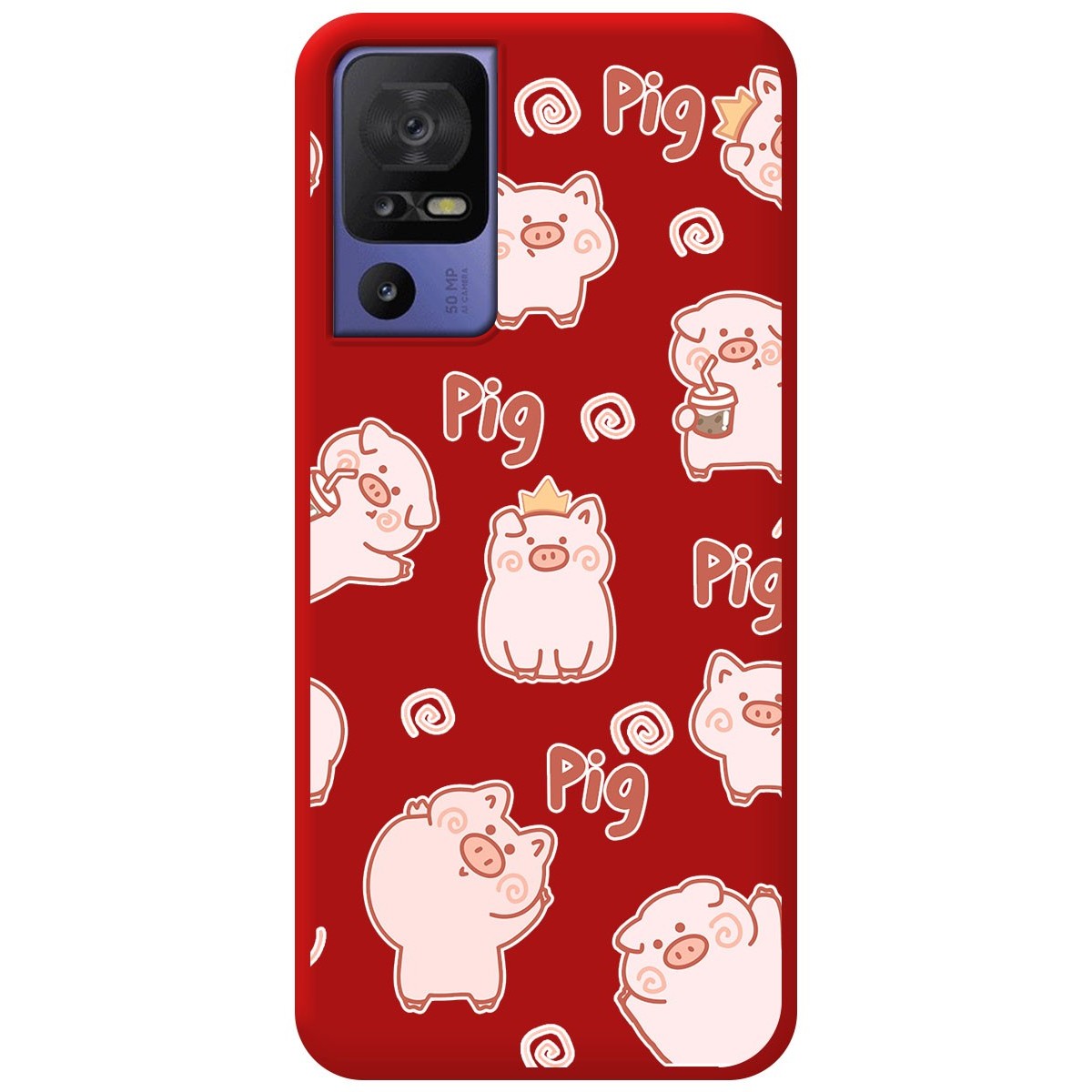Funda Silicona Líquida Roja para TCL 40 SE diseño Cerdos Dibujos