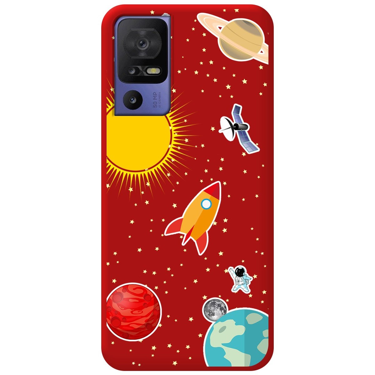 Funda Silicona Líquida Roja para TCL 40 SE diseño Espacio Dibujos