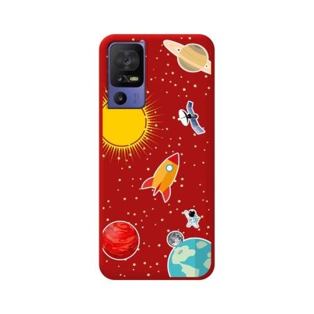 Funda Silicona Líquida Roja para TCL 40 SE diseño Espacio Dibujos