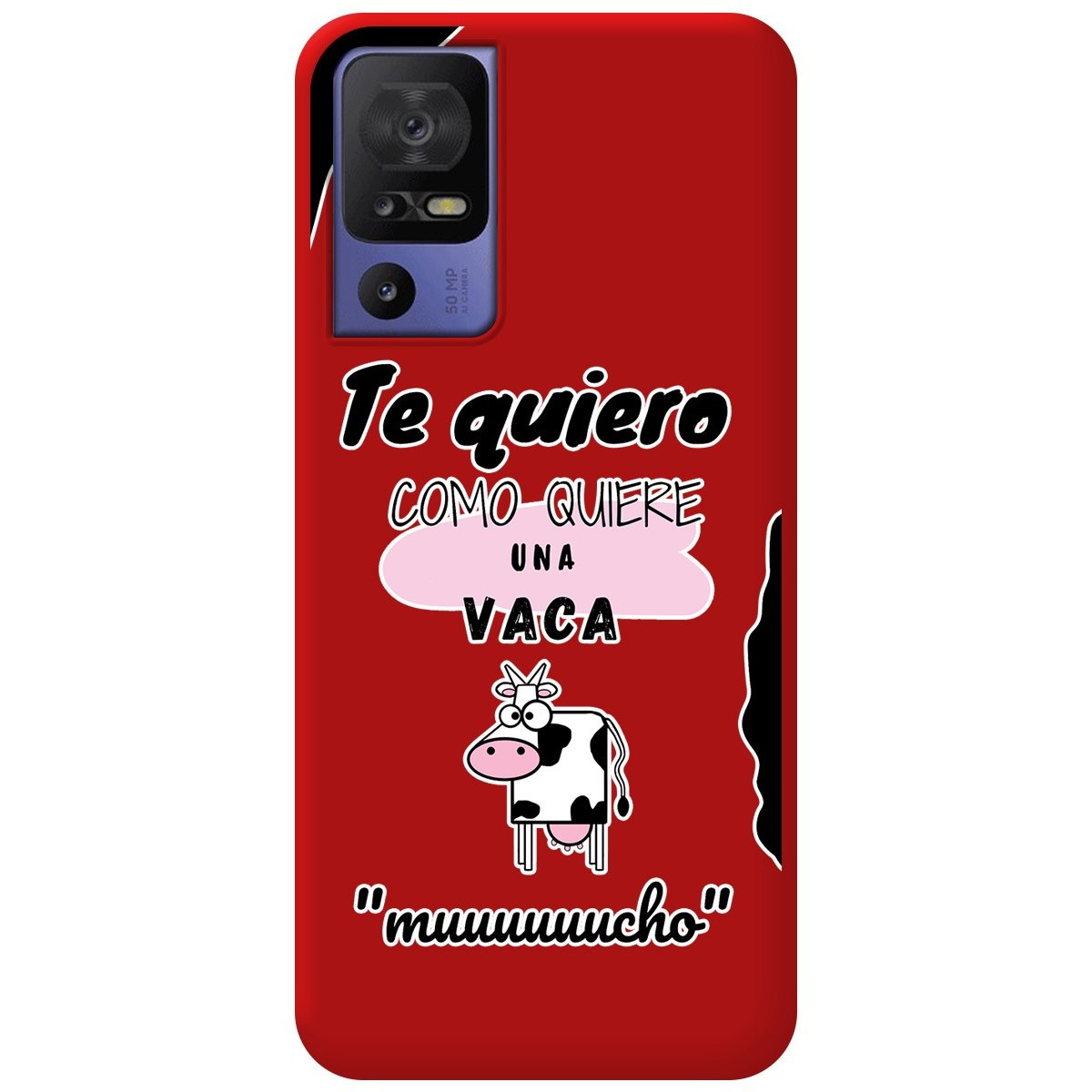 Funda Silicona Líquida Roja para TCL 40 SE diseño Vaca Dibujos