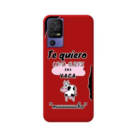Funda Silicona Líquida Roja para TCL 40 SE diseño Vaca Dibujos