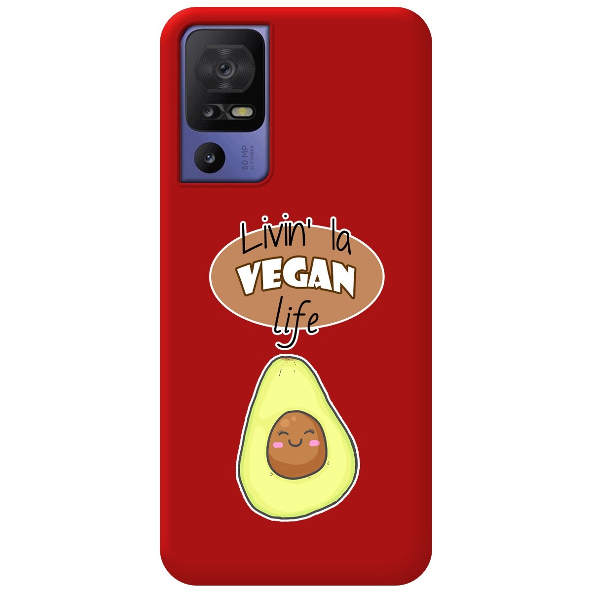 Funda Silicona Líquida Roja para TCL 40 SE diseño Vegan Life Dibujos