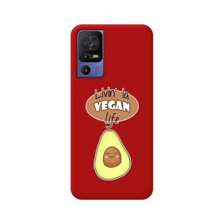 Funda Silicona Líquida Roja para TCL 40 SE diseño Vegan Life Dibujos