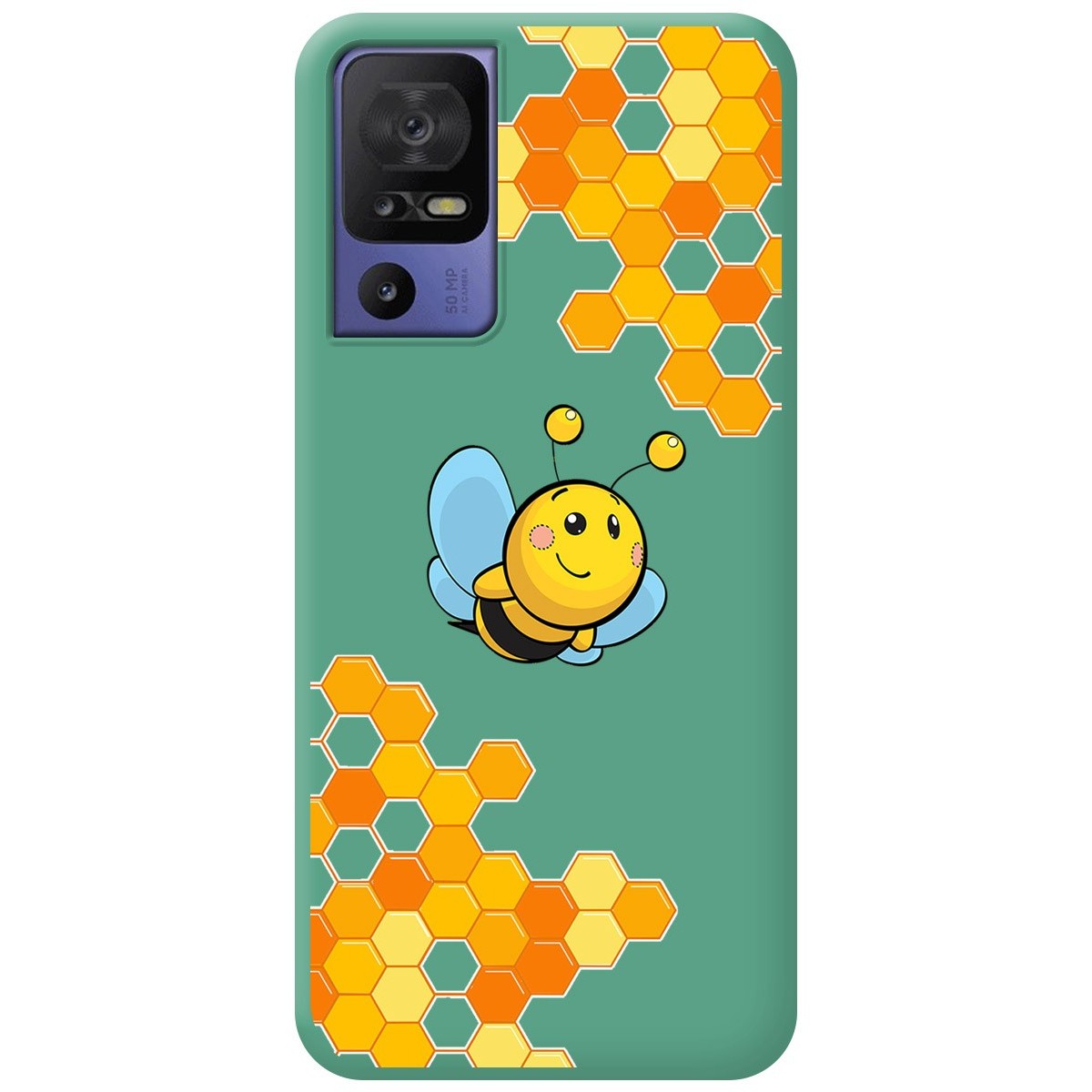 Funda Silicona Líquida Verde para TCL 40 SE diseño Abeja Dibujos