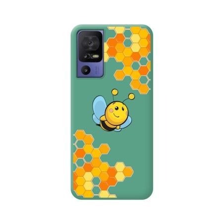 Funda Silicona Líquida Verde para TCL 40 SE diseño Abeja Dibujos