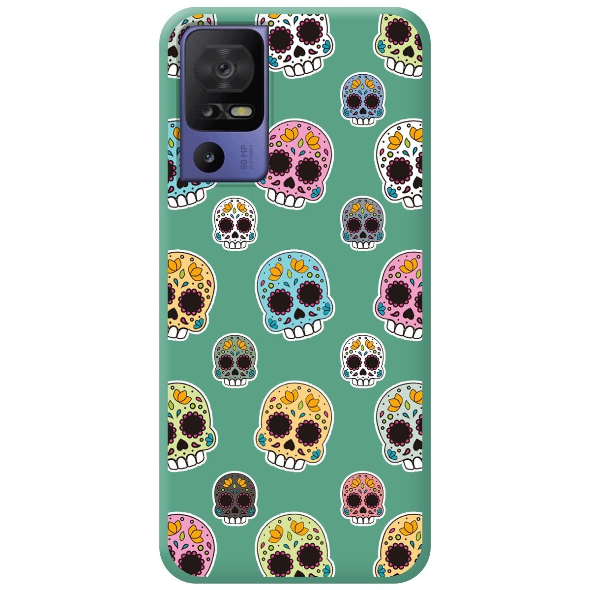 Funda Silicona Líquida Verde para TCL 40 SE diseño Catrina Dibujos