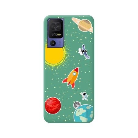 Funda Silicona Líquida Verde para TCL 40 SE diseño Espacio Dibujos