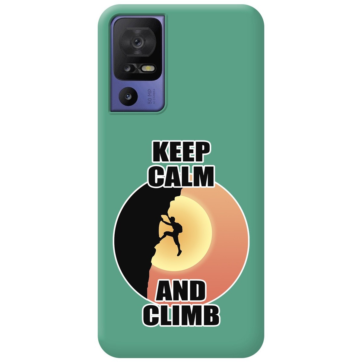 Funda Silicona Líquida Verde para TCL 40 SE diseño Hombre Escalada Dibujos