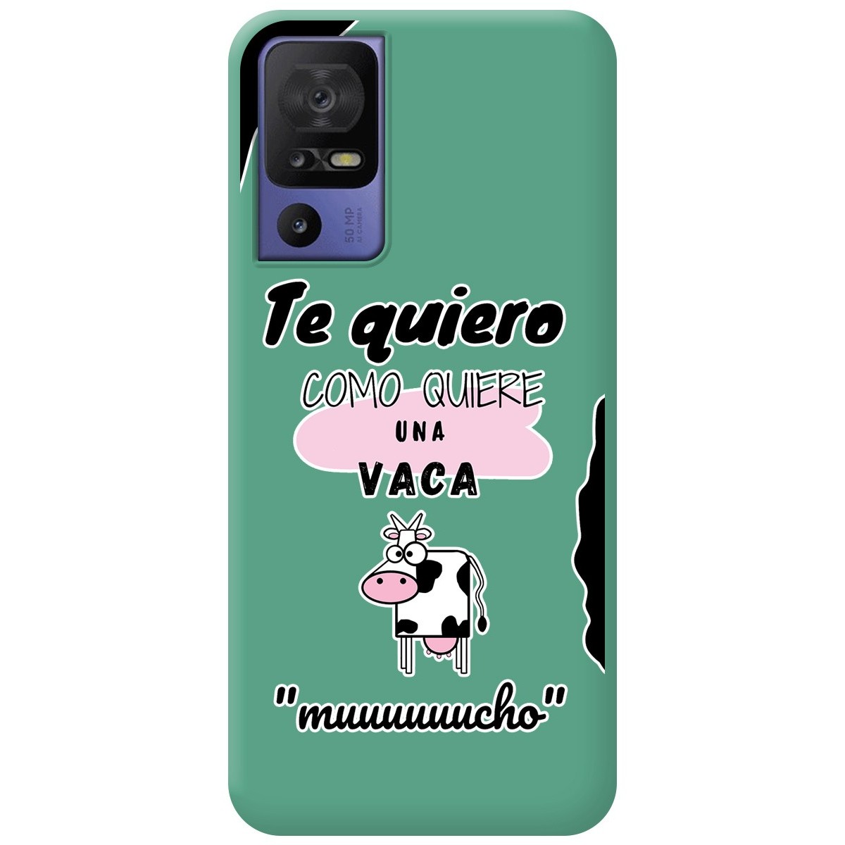 Funda Silicona Líquida Verde para TCL 40 SE diseño Vaca Dibujos