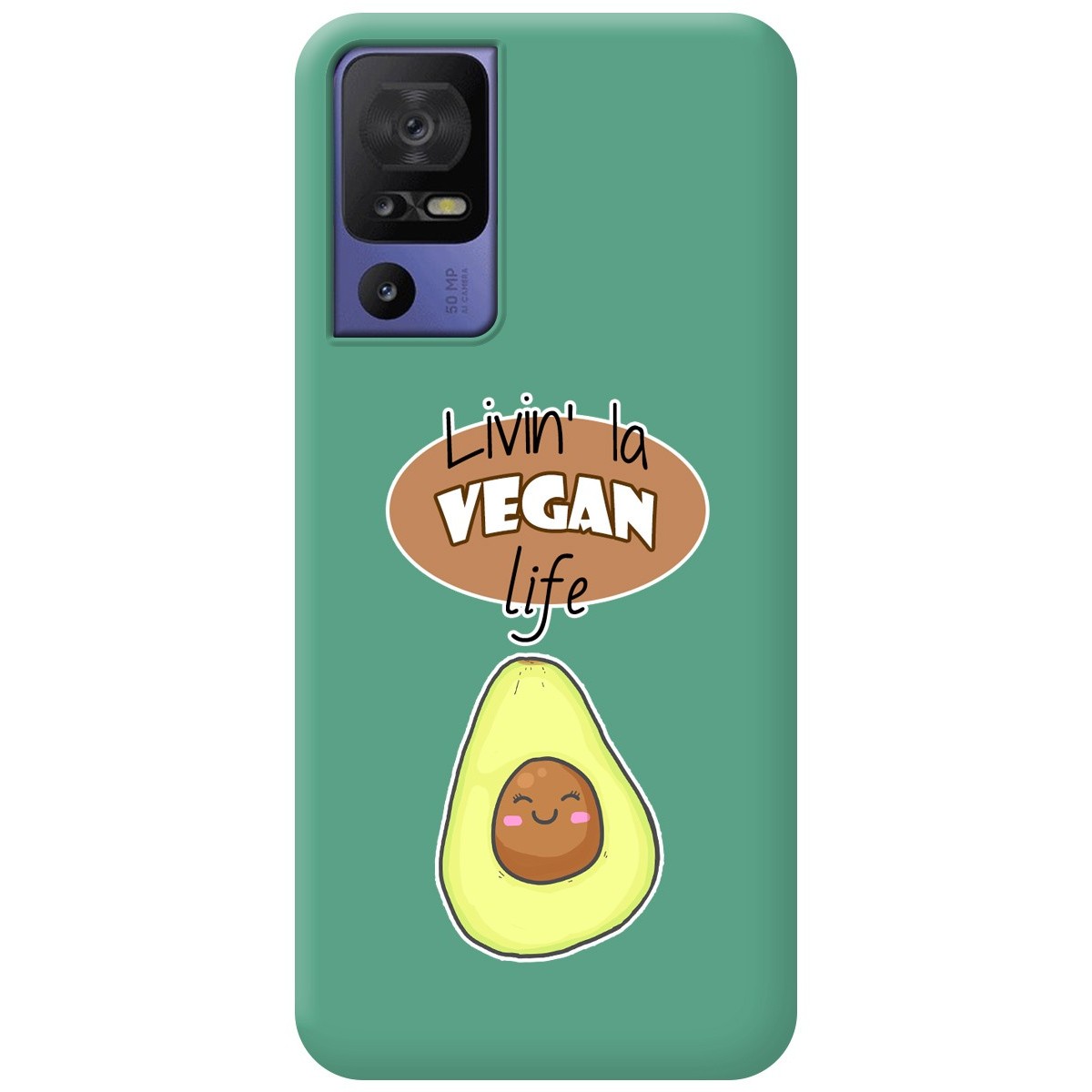 Funda Silicona Líquida Verde para TCL 40 SE diseño Vegan Life Dibujos