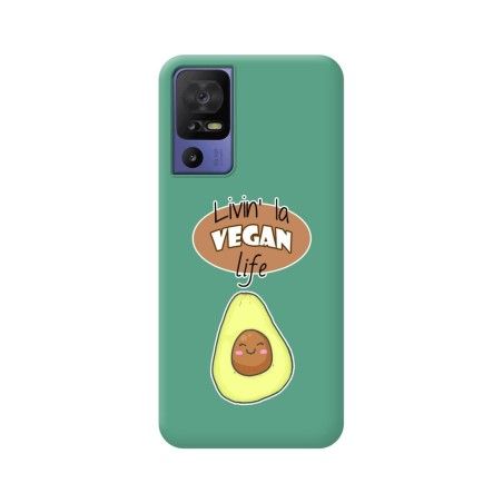 Funda Silicona Líquida Verde para TCL 40 SE diseño Vegan Life Dibujos
