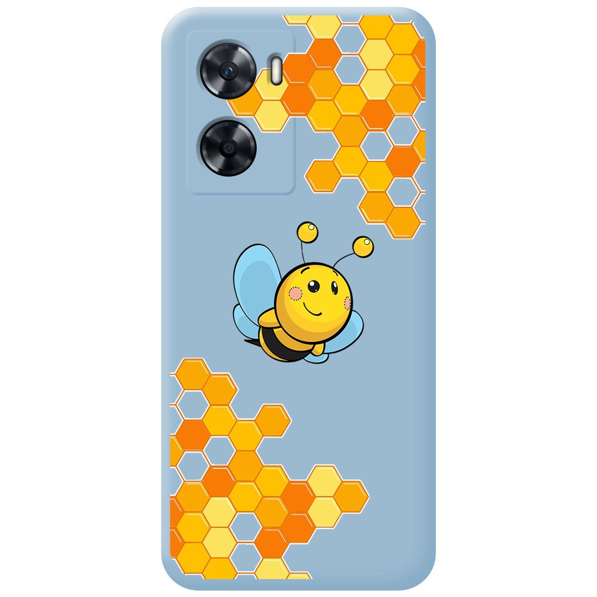 Funda Silicona Líquida Azul para Oppo A57s diseño Abeja Dibujos