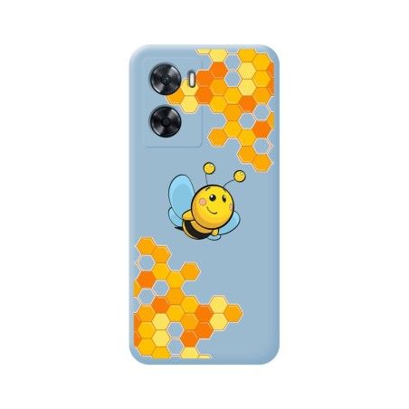 Funda Silicona Líquida Azul para Oppo A57s diseño Abeja Dibujos