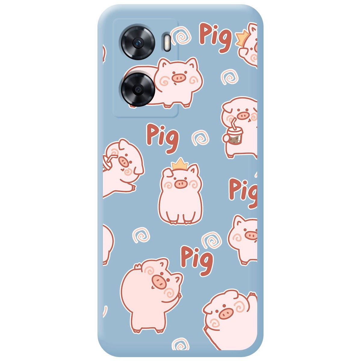 Funda Silicona Líquida Azul para Oppo A57s diseño Cerdos Dibujos