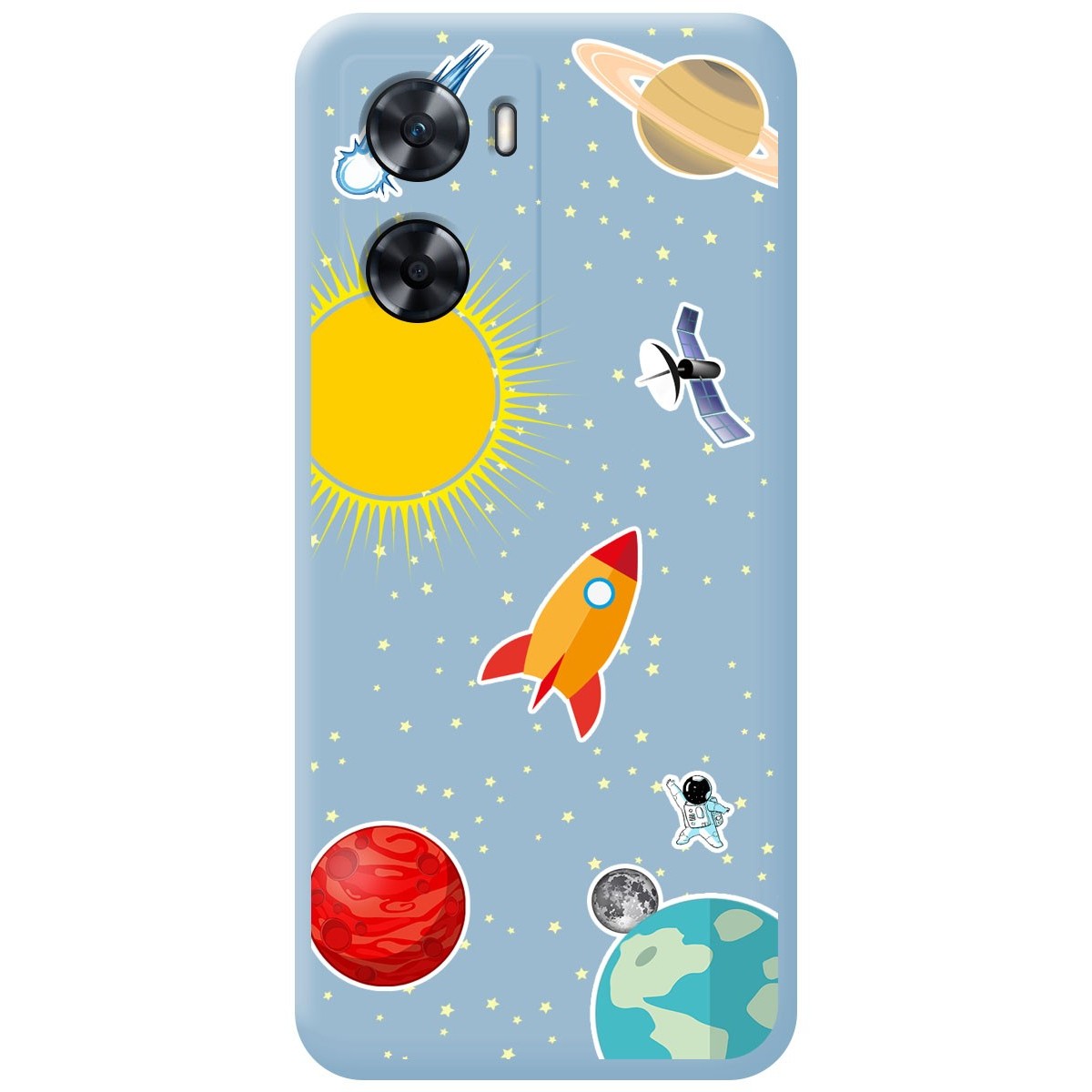 Funda Silicona Líquida Azul para Oppo A57s diseño Espacio Dibujos