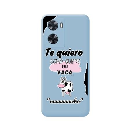 Funda Silicona Líquida Azul para Oppo A57s diseño Vaca Dibujos