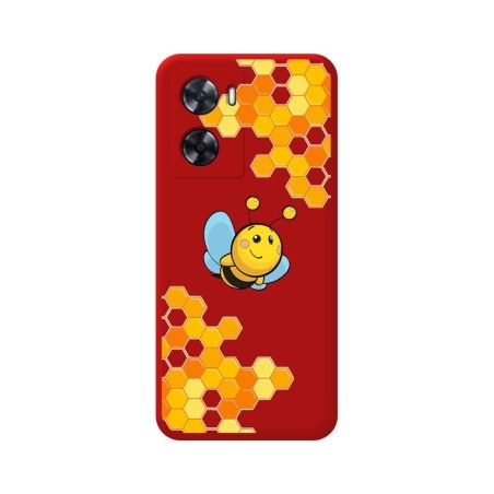 Funda Silicona Líquida Roja para Oppo A57s diseño Abeja Dibujos