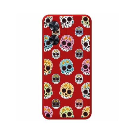 Funda Silicona Líquida Roja para Oppo A57s diseño Catrina Dibujos