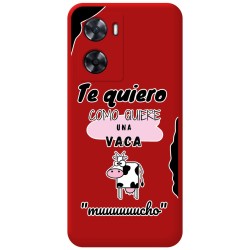 Funda Silicona Líquida Roja para Oppo A57s diseño Vaca Dibujos